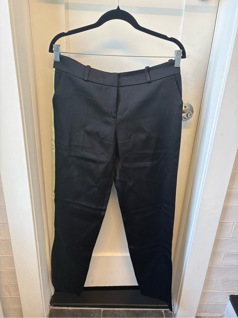 Giorgio Armani Black Trousers with Neon Green Side Stripe